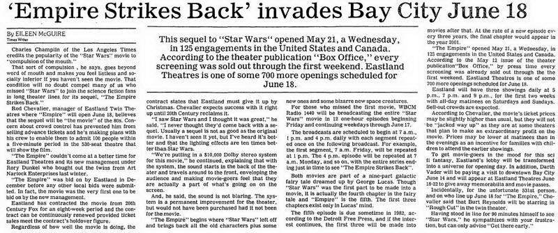 Eastland Twin Theatres - June 5 1980 Article (newer photo)